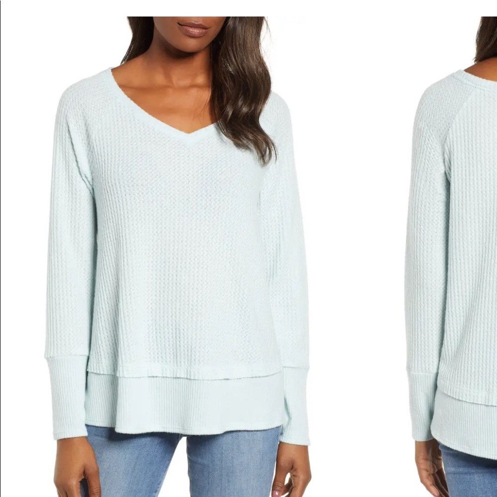 Light blue waffle tunic